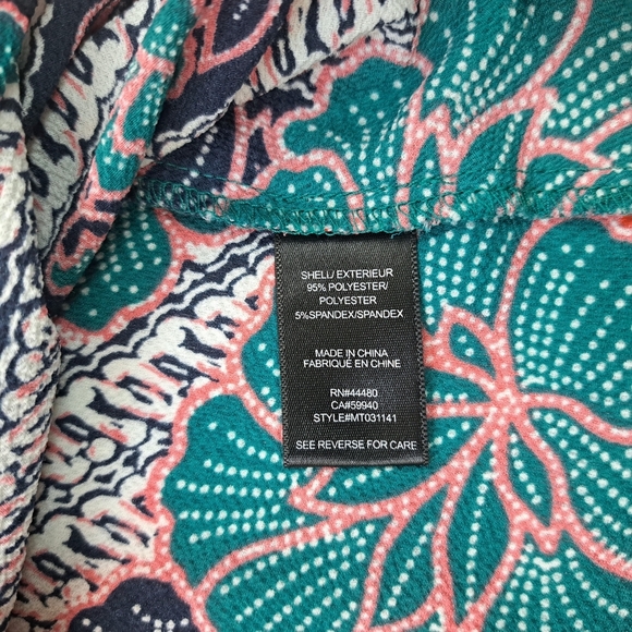 Label Rachel Roy Women's Floral Short Sleeve Tie Front Textured Blouse Size M - Picture 7 of 11